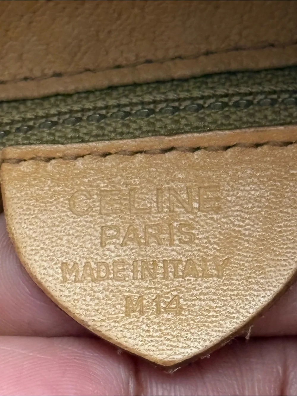 Celine Brown Monogram Canvas Crossbody Bag with Tan Leather Trim